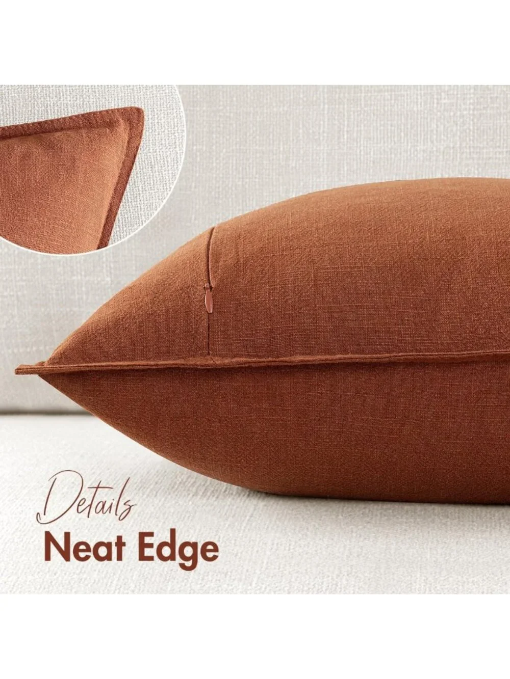 Set of 2 18x18 Inch Decorative Linen Throw Pillow Covers - Boho Farmhouse Accent
